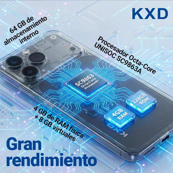 A07 PRO KXD Celular Kxd 4g Dual Sim 64 Gb 4 Gb/ Ram Naranja Azul Plata