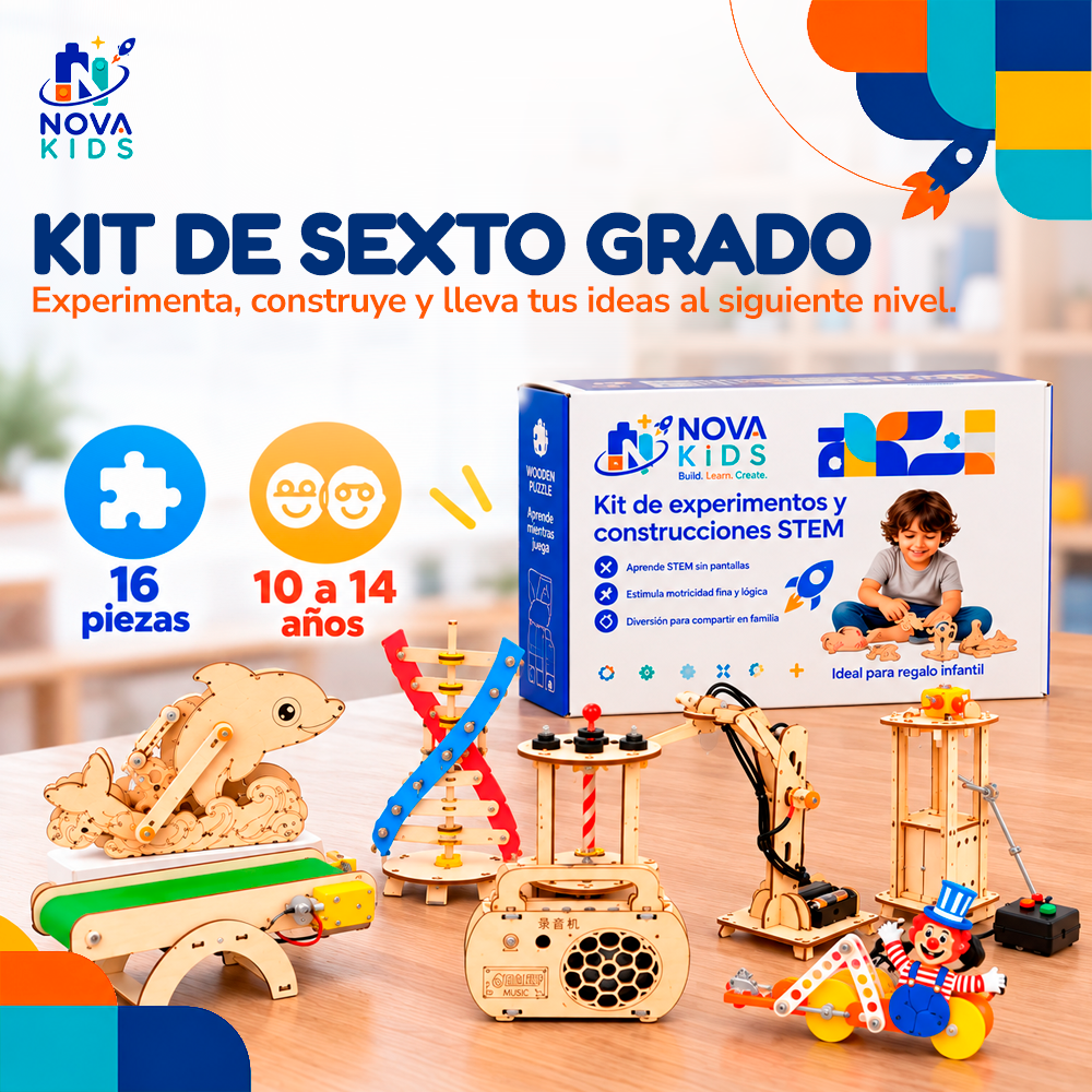 KIT EXPERIMENTOS Y ROBÓTICA - JUEGO EDUCATIVO INFANTIL - SEXTO GRADO Auto Madera Para Armar Proyecto Educativo Ciencia Stem Diy Juguete