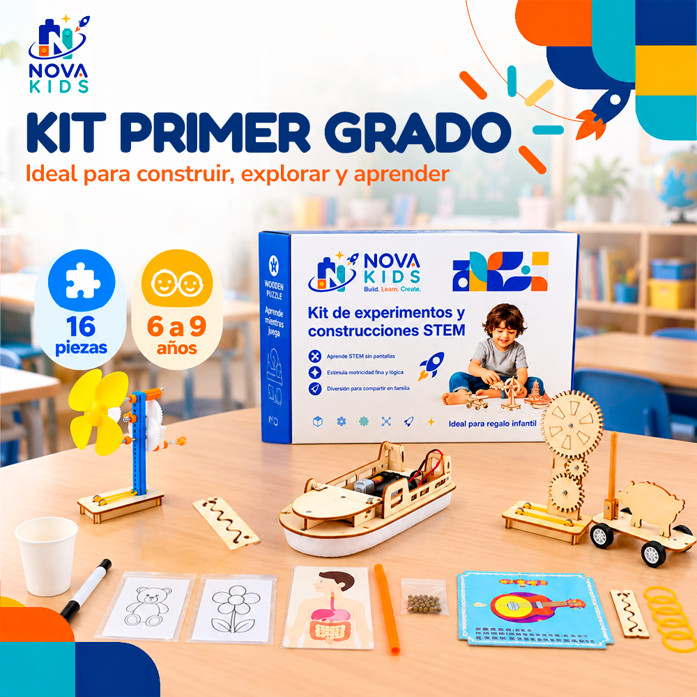 KIT DIDÁCTICO PARA ARMAR DE MADERA STEM-JUGUETE INFATIL - PRIMER GRADO Auto Madera Para Armar Proyecto Educativo Ciencia Stem Diy Juguete