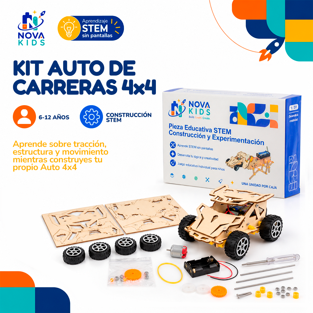 AUTO DE CARRERAS 4X4 - ROBOT DE MADERA - INFANTIL