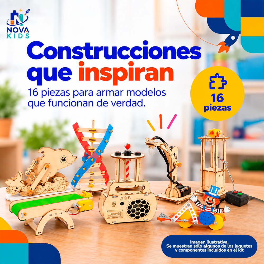 KIT EXPERIMENTOS Y ROBÓTICA - JUEGO EDUCATIVO INFANTIL - SEXTO GRADO Auto Madera Para Armar Proyecto Educativo Ciencia Stem Diy Juguete