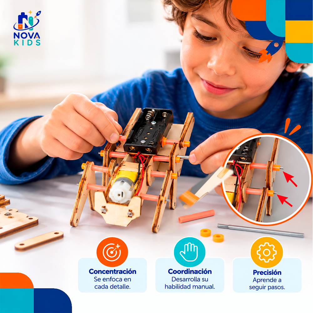 KIT ROBOT HEXÁPODO- PIEZA EDUCATIVA STEM CONSTRUCCIÓN Y EXPERIMENTACIÓN Stem Diy Auto Madera Para Armar Proyecto Educativo Ciencia Stem Diy Juguete