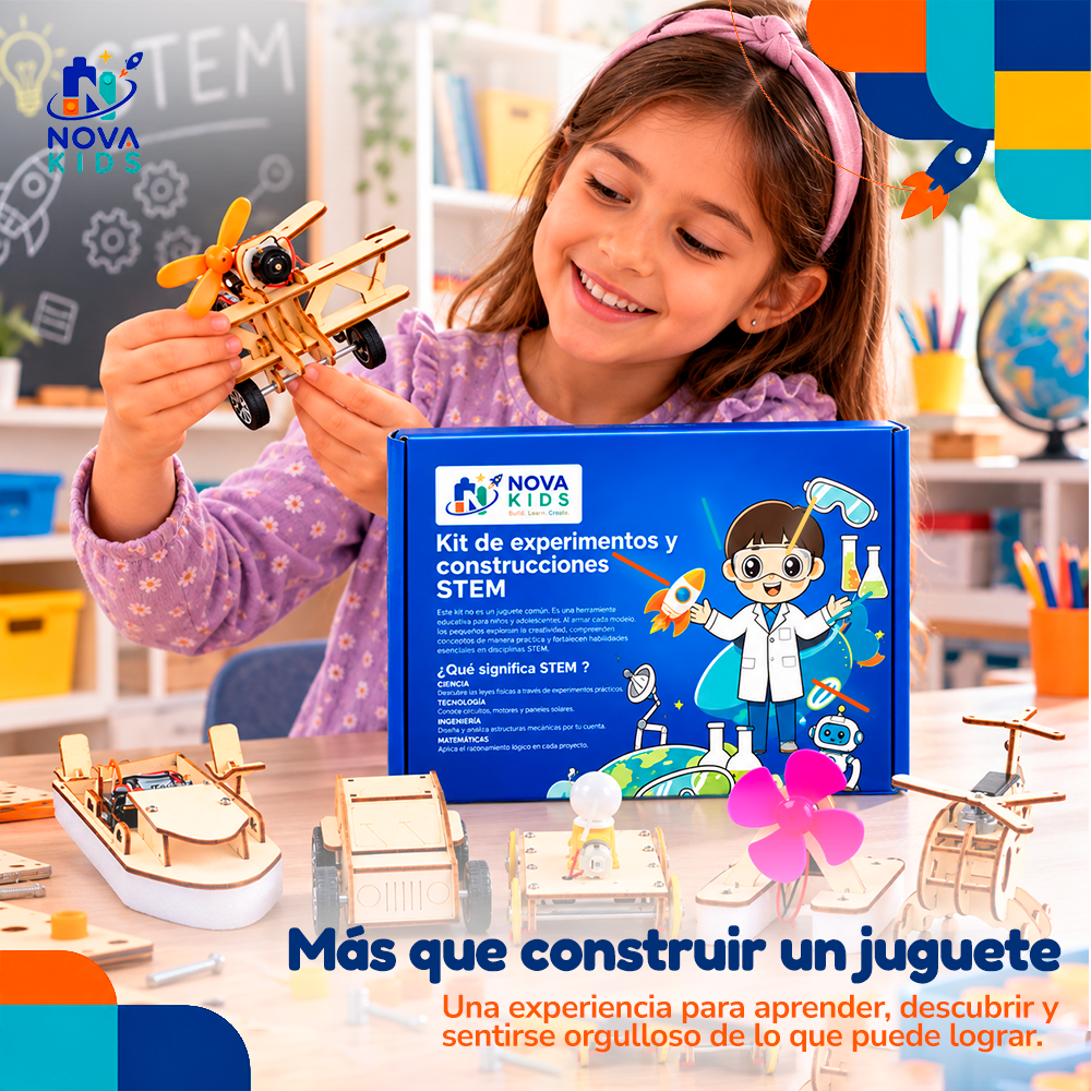 KIT EXPERIMENTAL TIERRA, MAR Y AIRE - HELICÓPTERO, BARCO, AVIONETA ARMABLE Auto Madera Para Armar Proyecto Educativo Ciencia Stem Diy Juguete